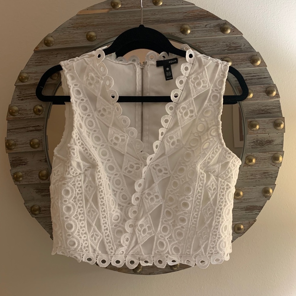 Aqua lace crop top